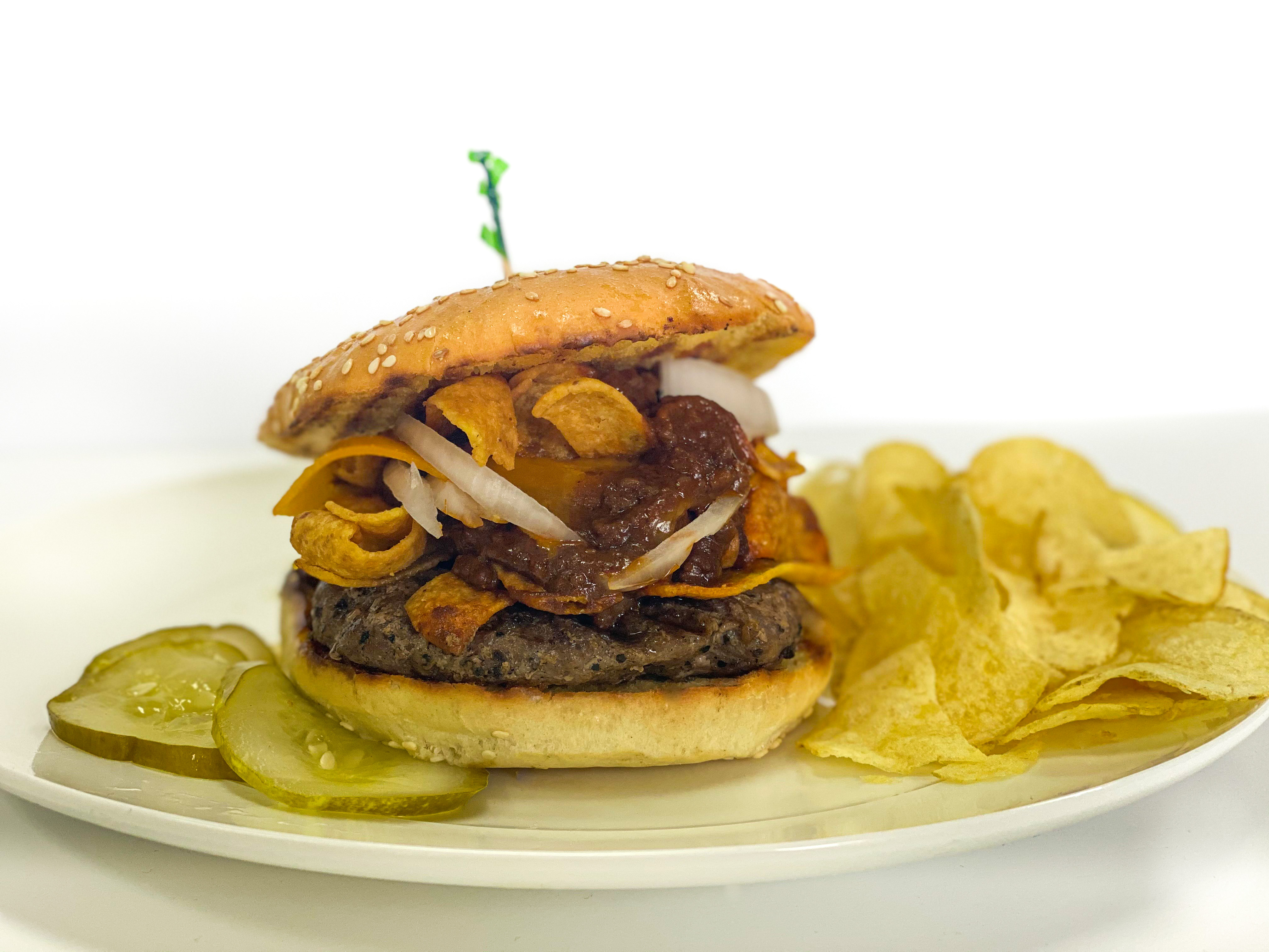 Order Frito Burger food online from Nadler Bakery & Deli store, San Antonio on bringmethat.com