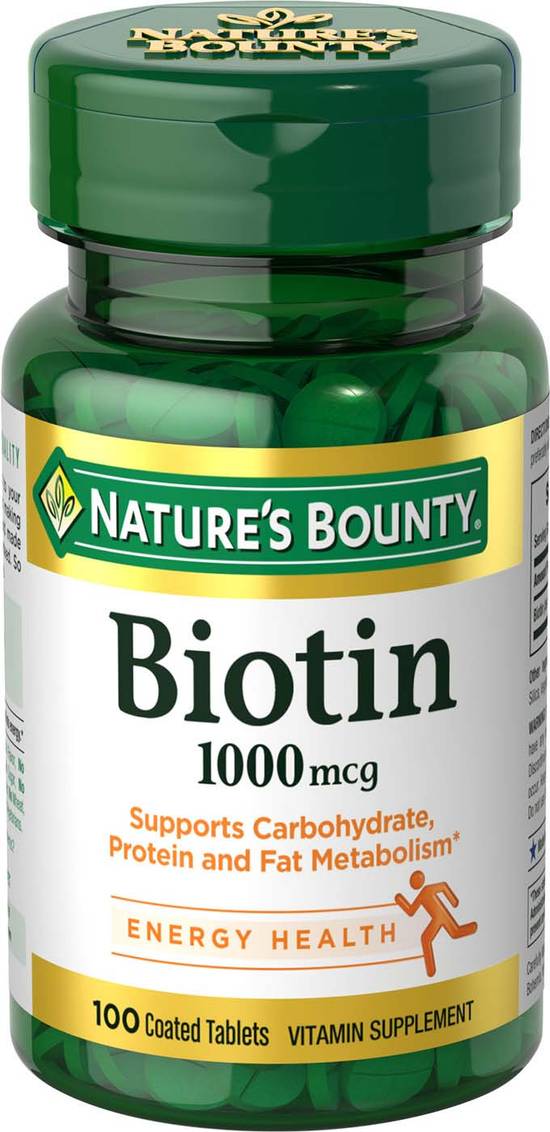Order Natures Bounty Biotin Coated Tablets 1000mcg (100 ct) food online from Rite Aid store, Palm Desert on bringmethat.com