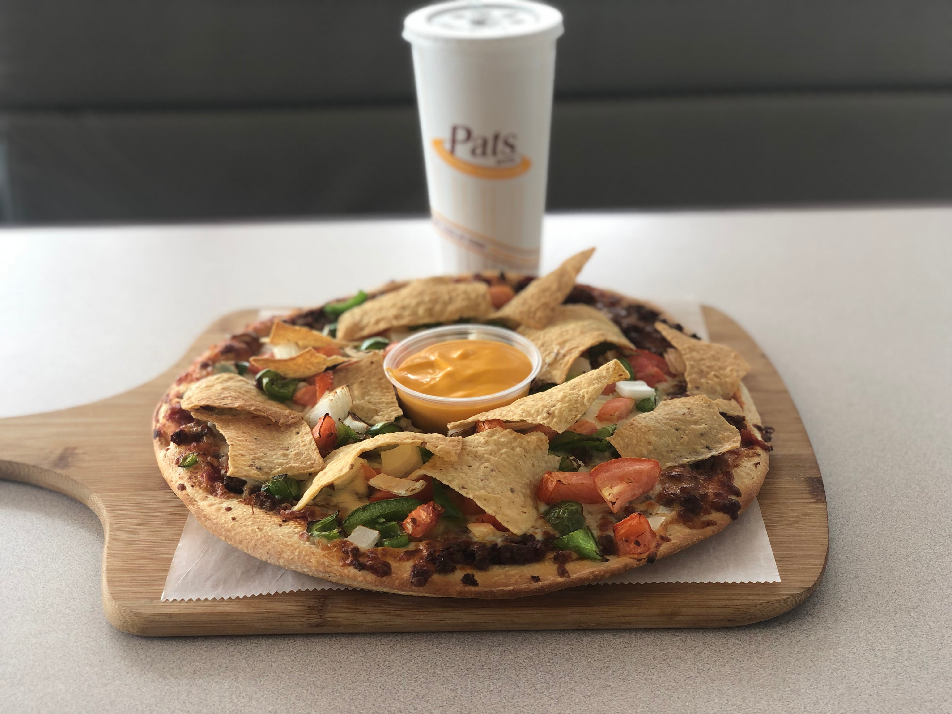 Order Nacho Pizza - Medium 12" (6 Slices) food online from Pats Pizzeria store, Lindenwold on bringmethat.com
