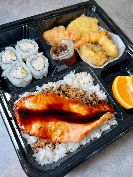 Order Bento 7: Salmon Teriyaki and 4pcs Cali food online from J Sushi store, Corona on bringmethat.com