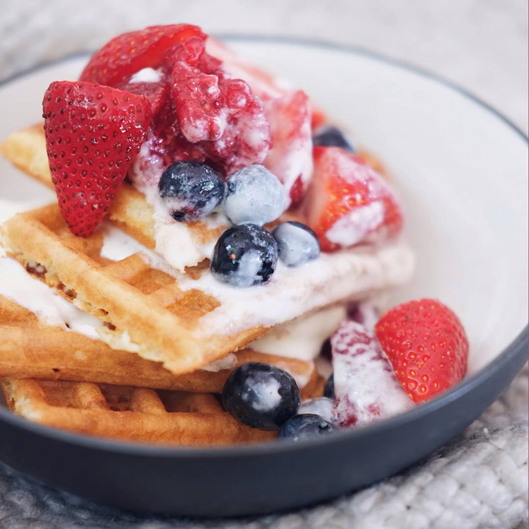 Order Ultimate Berry Waffle food online from Honeyberry Cafe store, Lombard on bringmethat.com