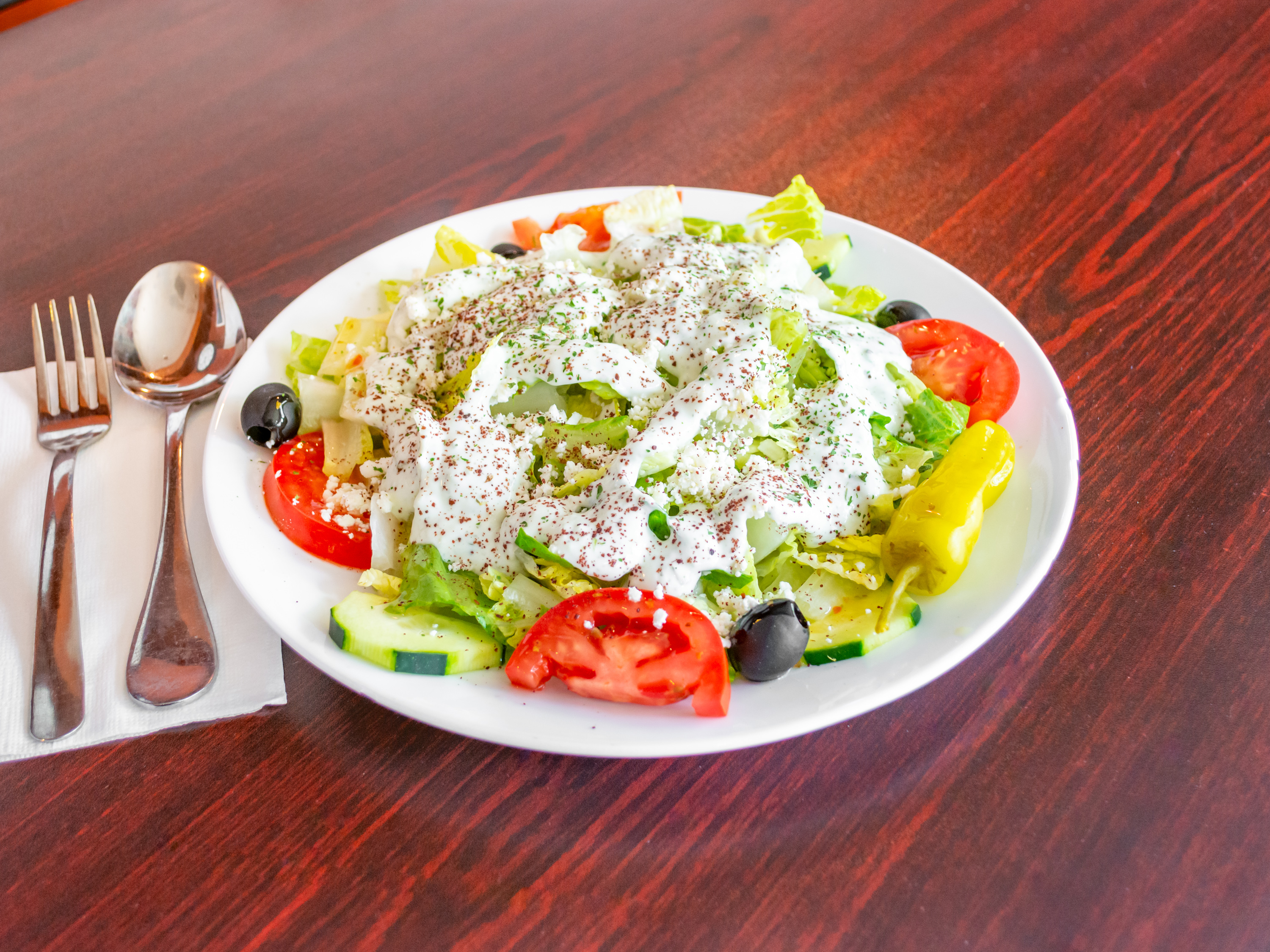 Order Greek Salad food online from Mediterranean Grill store, Bellevue on bringmethat.com