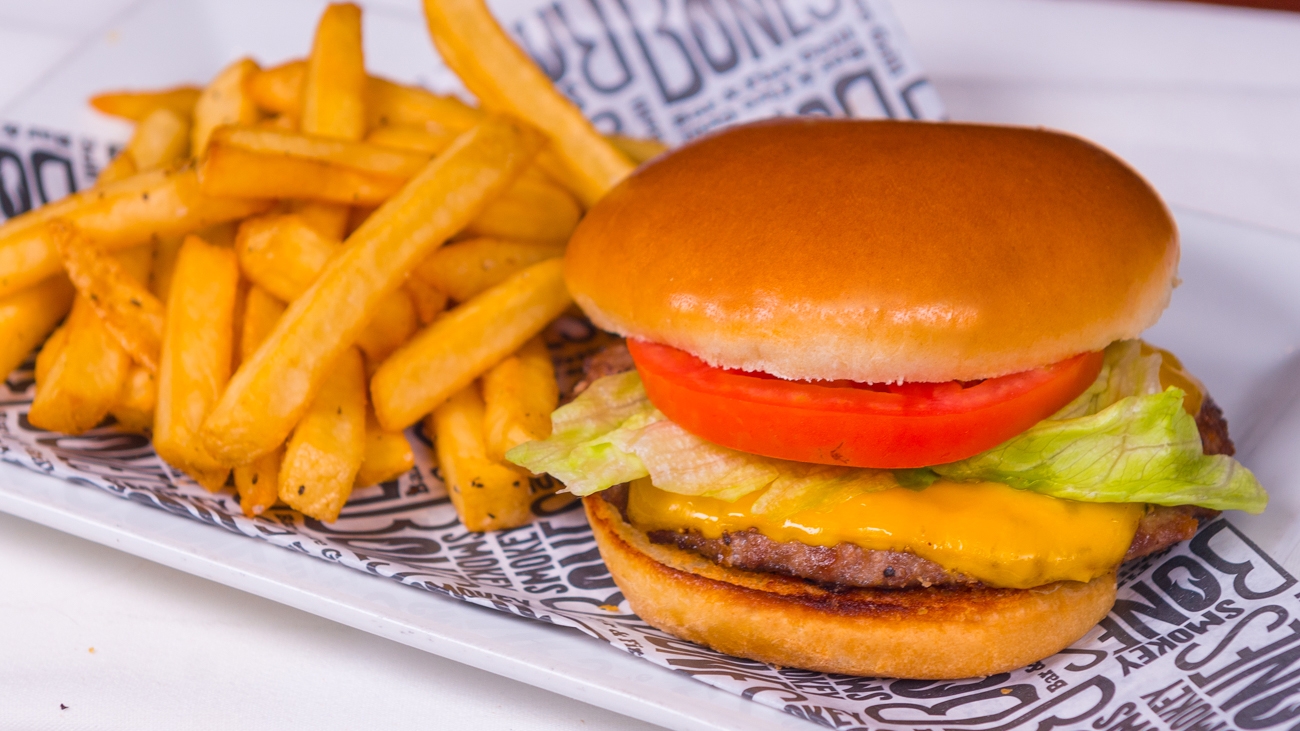 Order Kid's Cheeseburger food online from Smokey Bones Barbeque & Grill store, Grove City on bringmethat.com