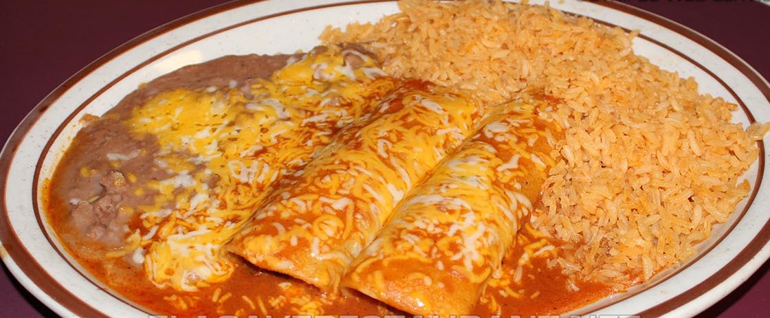 Order 3 Items with Rice & Beans Caramba Combo Plate food online from Burrito Factory store, Sunland on bringmethat.com