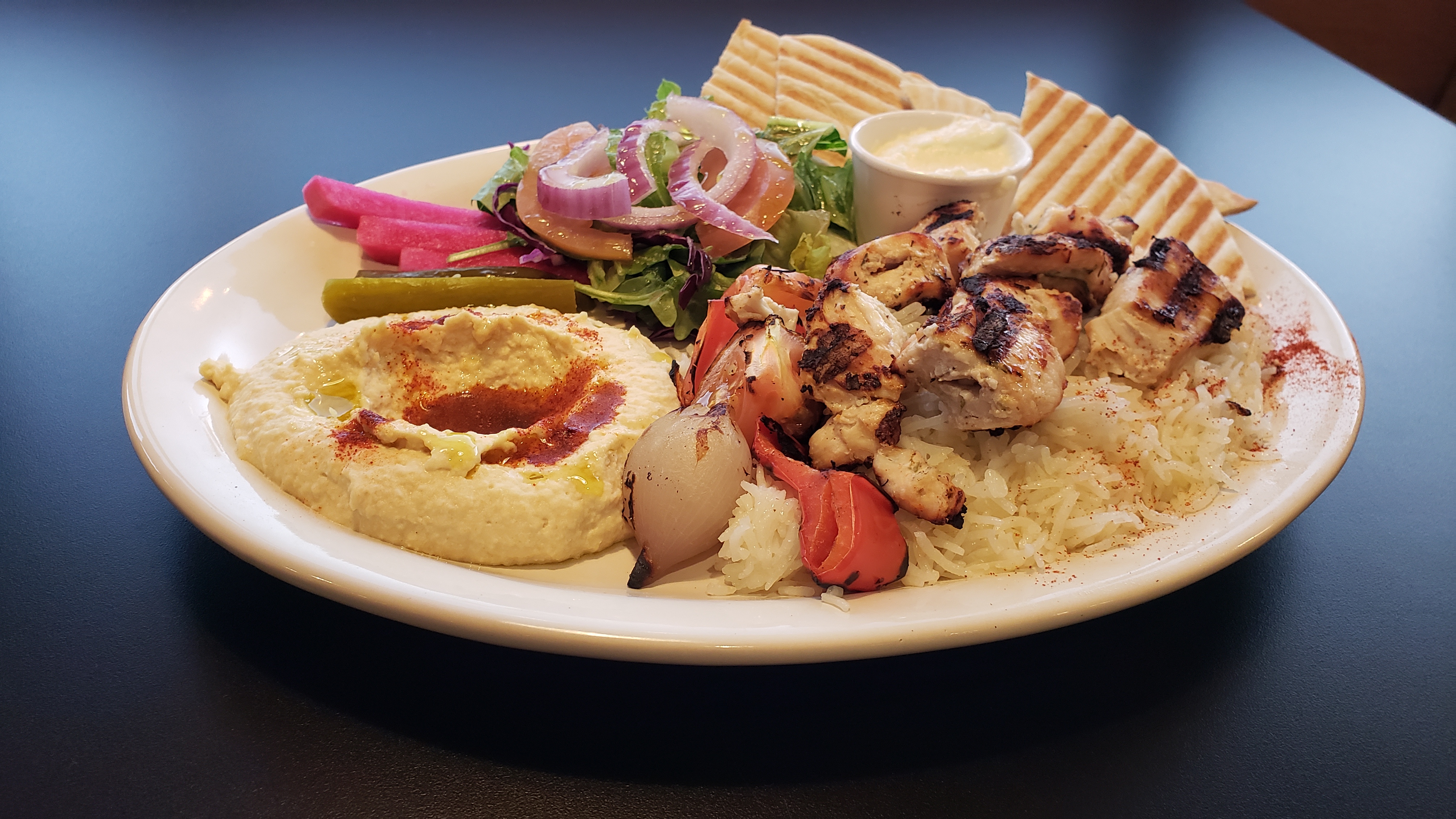 Order Chicken Kabab plate food online from Sam's Pita & Kabab store, Riverside on bringmethat.com