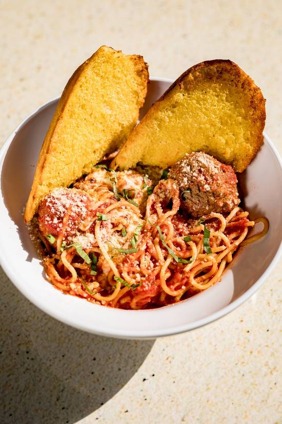 Order SPAGHETTI AND MEATBALLS food online from Sandbox Pizza store, San Diego on bringmethat.com