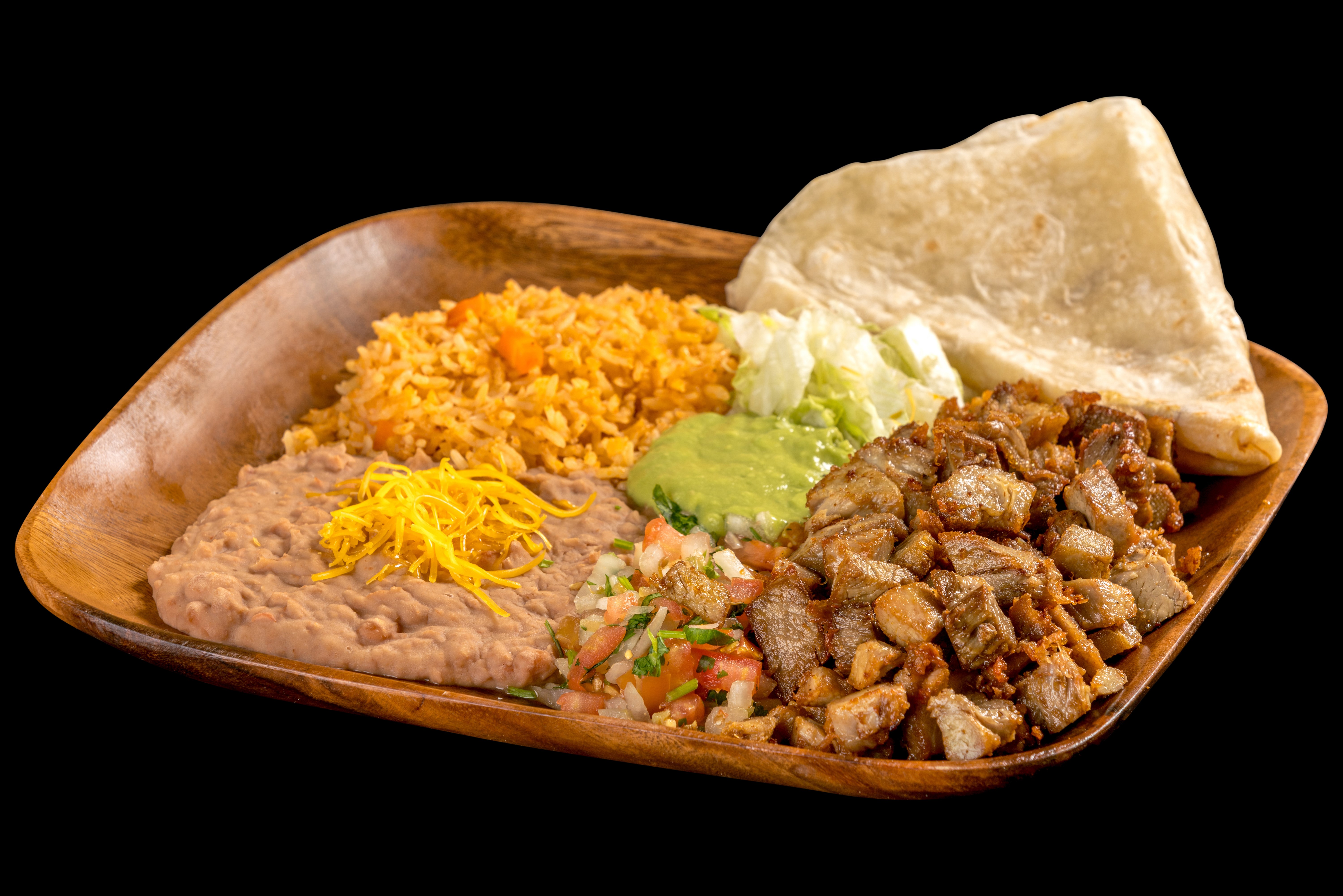 Order #15 Carnitas Combo Plate food online from Filiberto Mexican Food store, Mesa on bringmethat.com