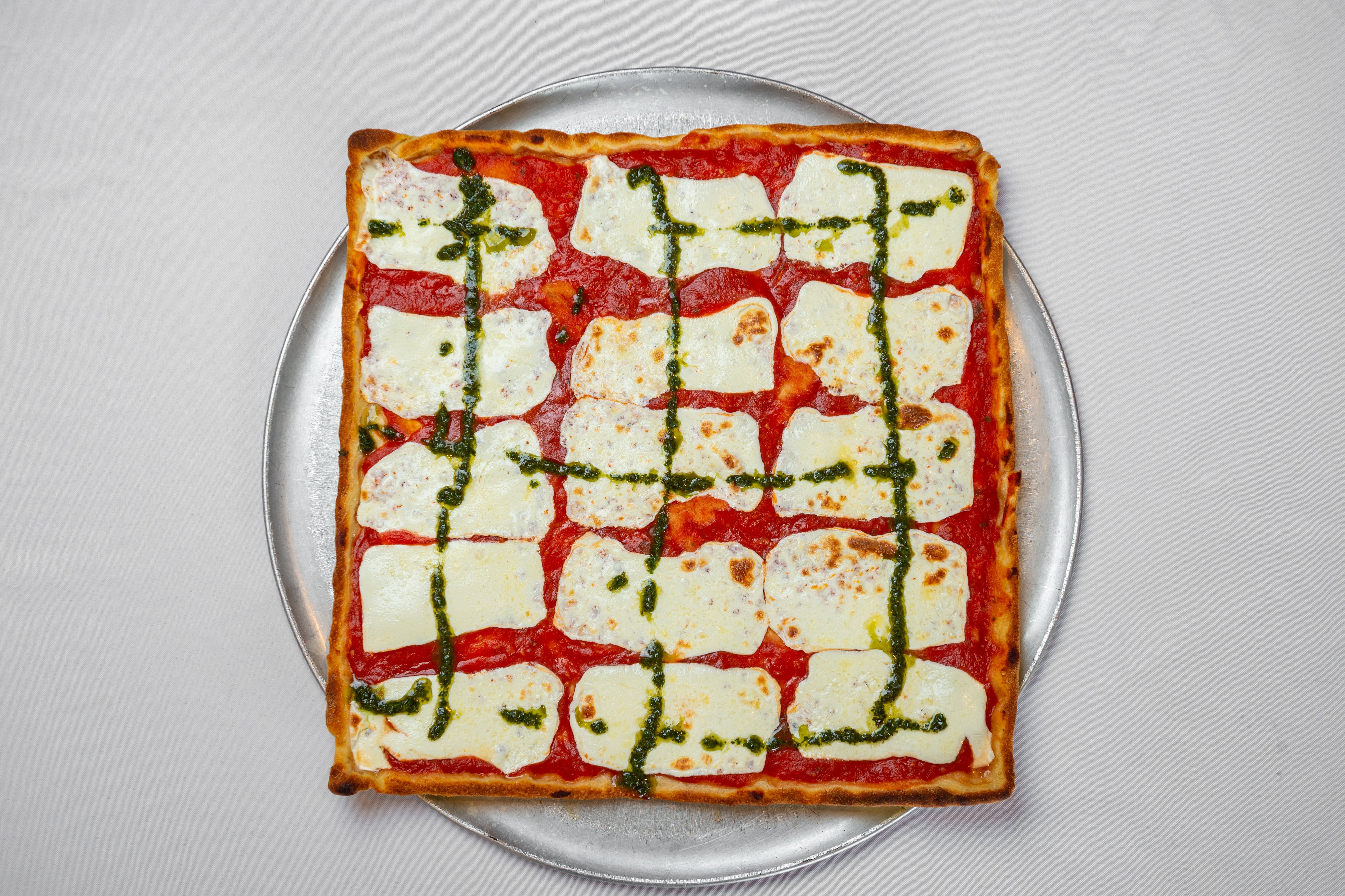 Order Thin Sicilian Margarita Pizza - Large  (16 Slices) food online from Pasquale Brick Oven Pizza store, Milltown on bringmethat.com