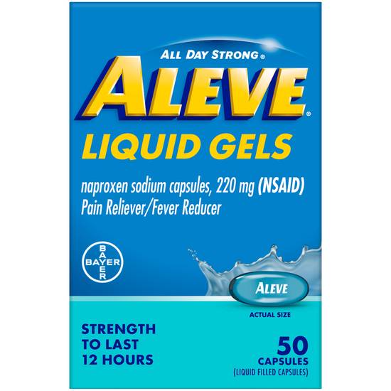 Order Aleve Liquid Gels Naproxen Sodium Capsules 220 mg (50 ct) food online from Rite Aid store, EAST AURORA on bringmethat.com
