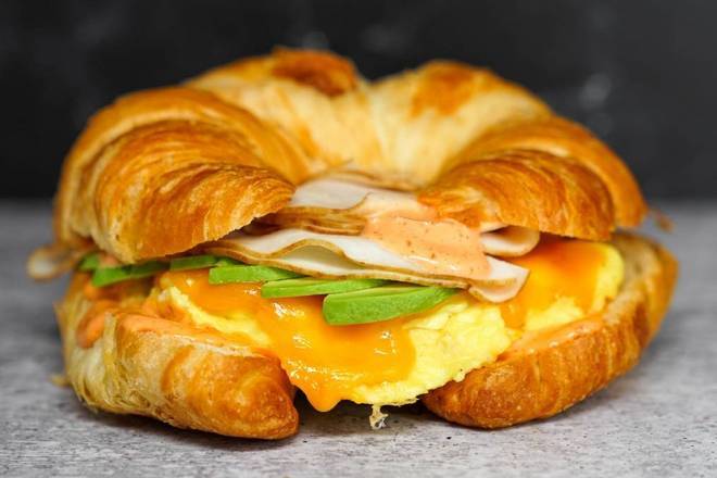 Order Croissant, Smoked Turkey, Avocado, Egg, & Cheddar food online from Breakfast in Bed store, Troy on bringmethat.com