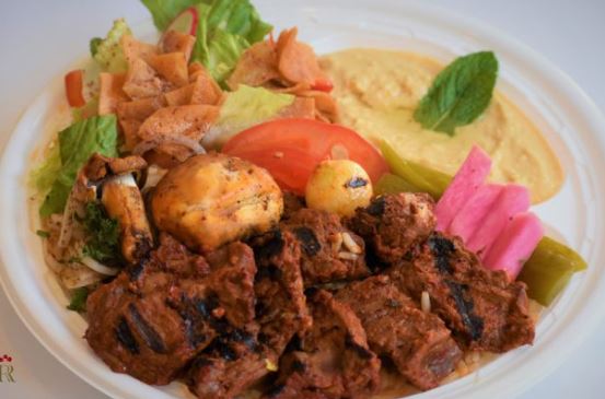 Order Beef Kebab Dinner food online from Noor Mediterranean Grill store, Somerville on bringmethat.com