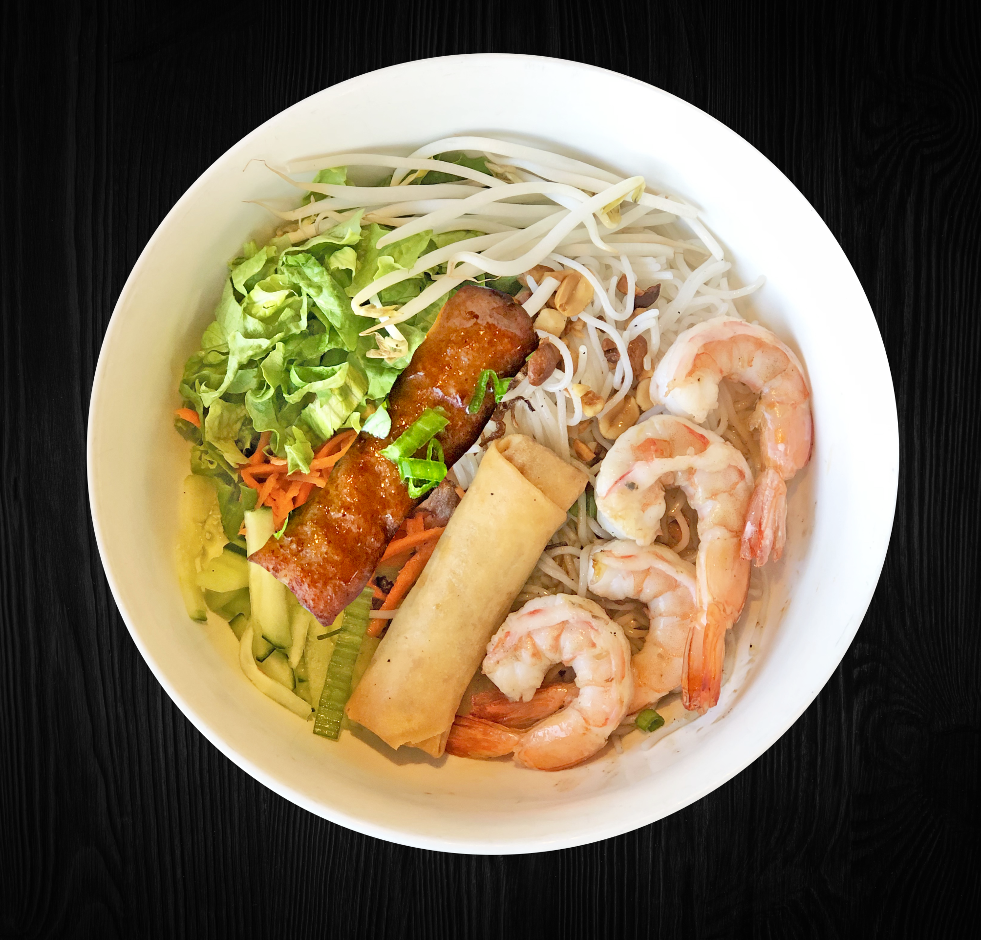 Order Grilled Shrimp, Pork Paste & Egg Rolls Vermicelli Dish - Bún Nem Tôm Chả Giò food online from Pho House 99 store, Garden Grove on bringmethat.com