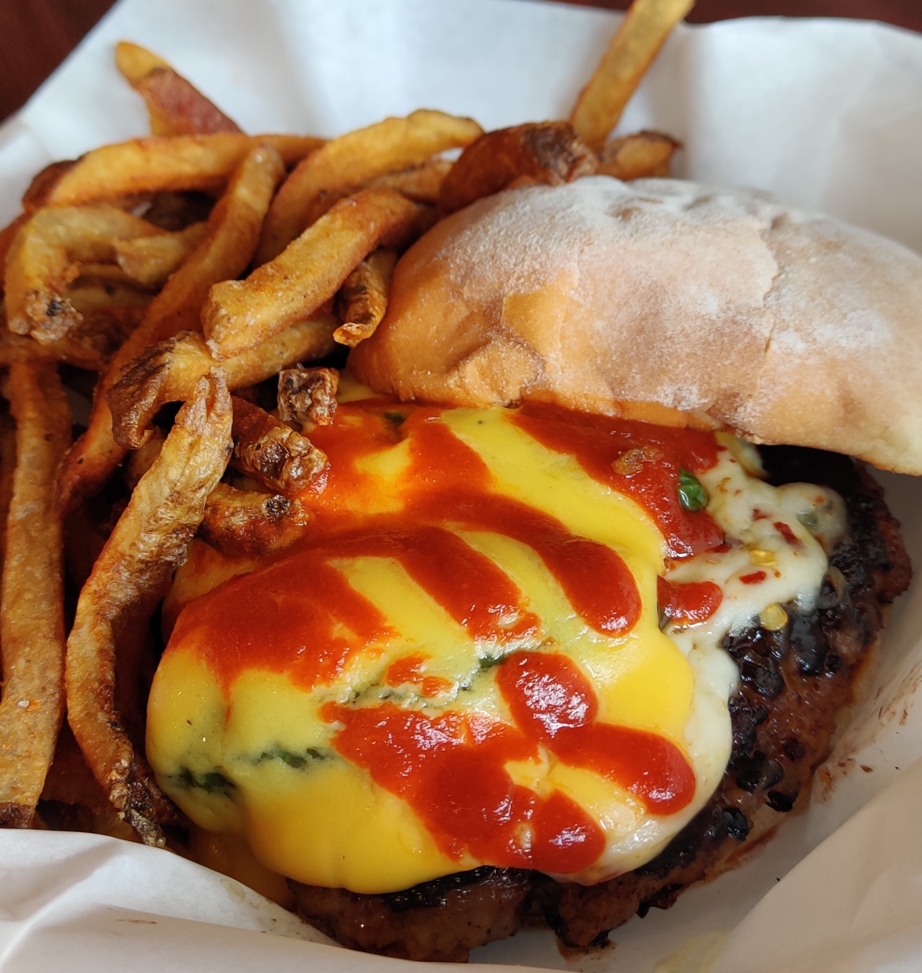 Order Fire Burger food online from Scratch Kitchen & Lounge store, Forest Park on bringmethat.com