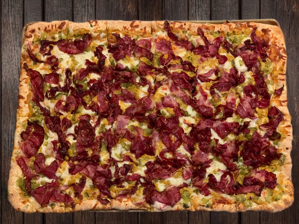 Order Big Bros Pastrami Pizza food online from Baby Bros Pizza store, Downey on bringmethat.com