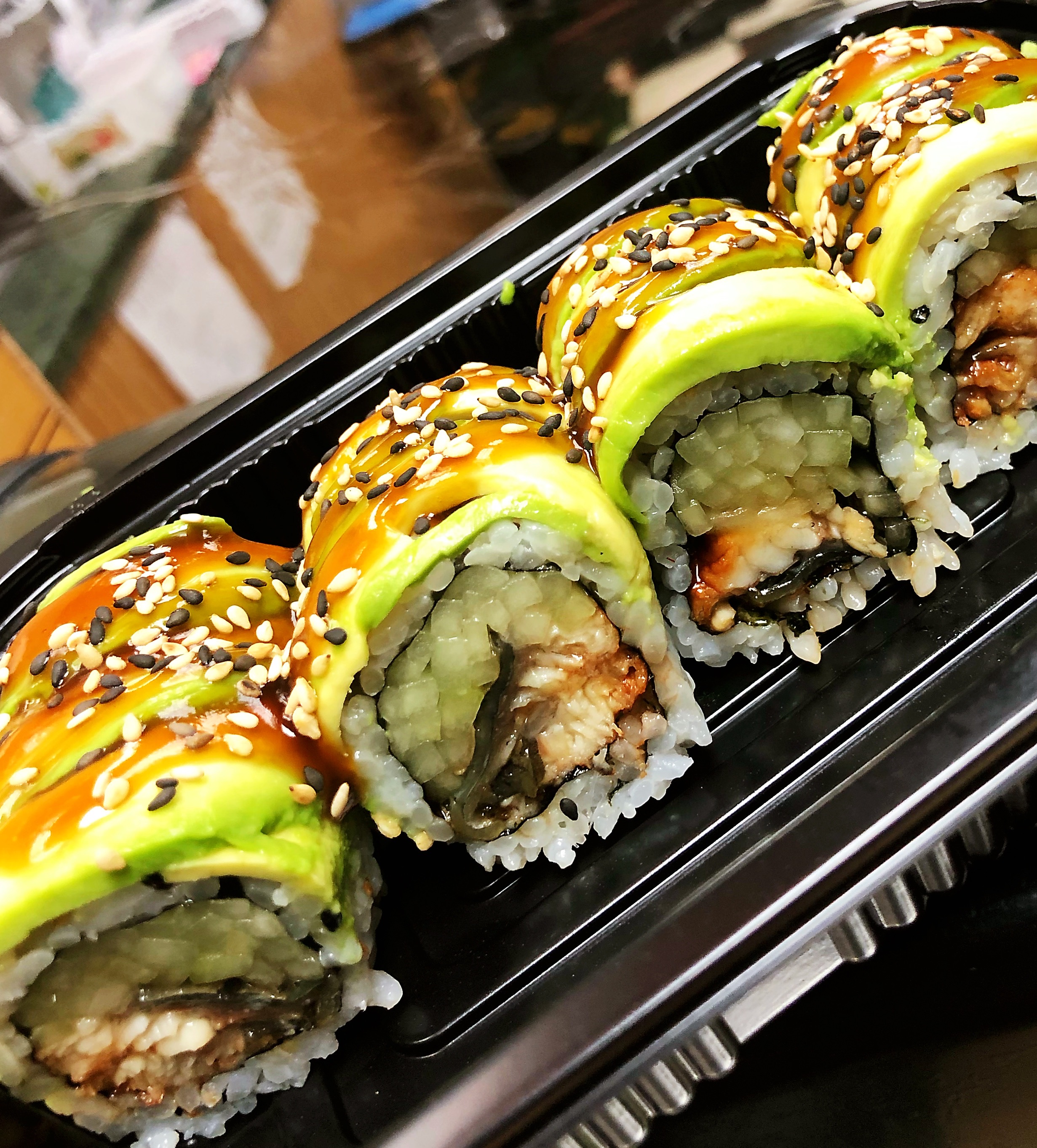 Order JR 15. Dragon Roll   food online from Asian Express store, Highland Park on bringmethat.com