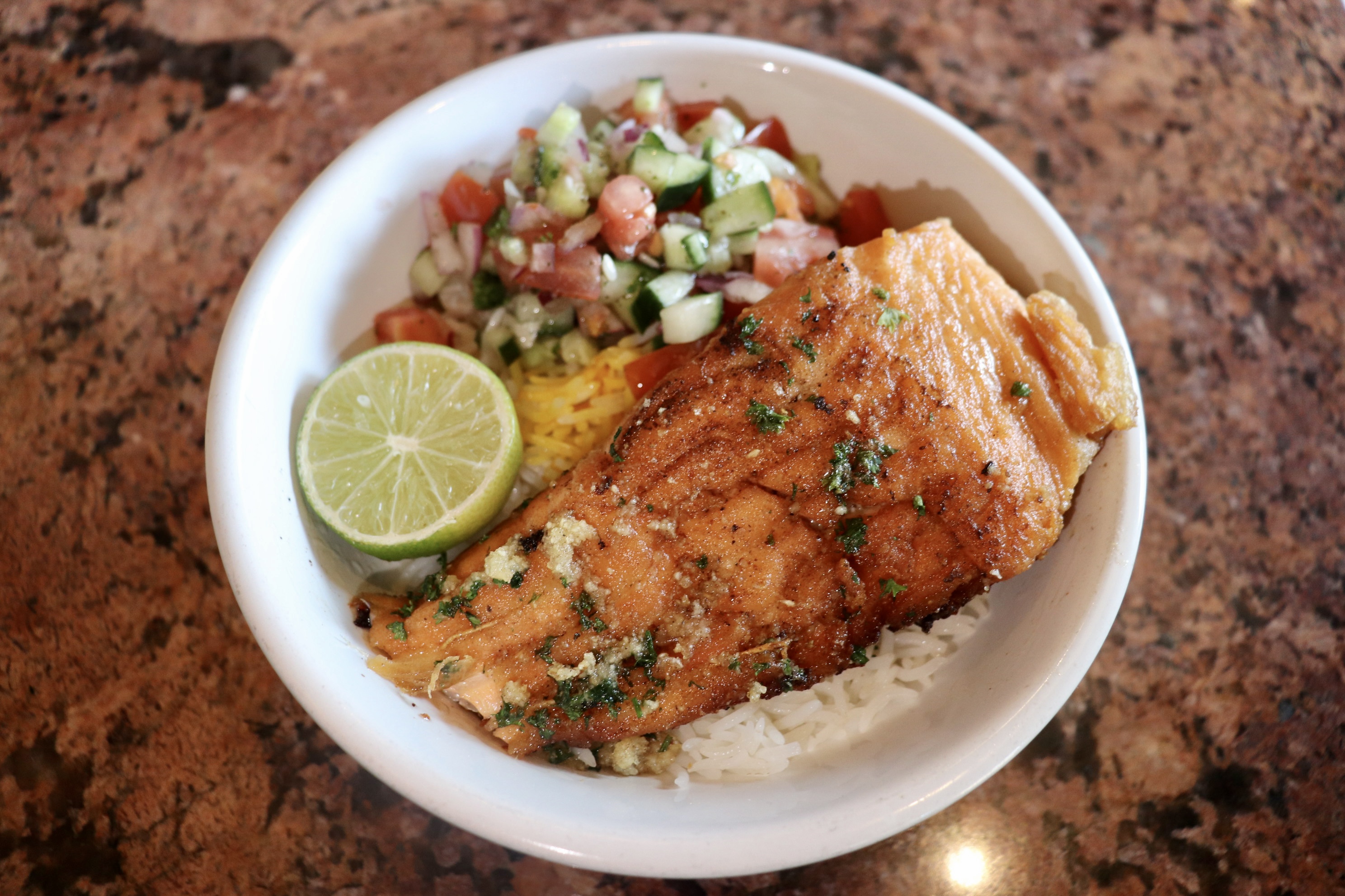 Order Salmon Bowl food online from Famous Kabob store, Sacramento on bringmethat.com