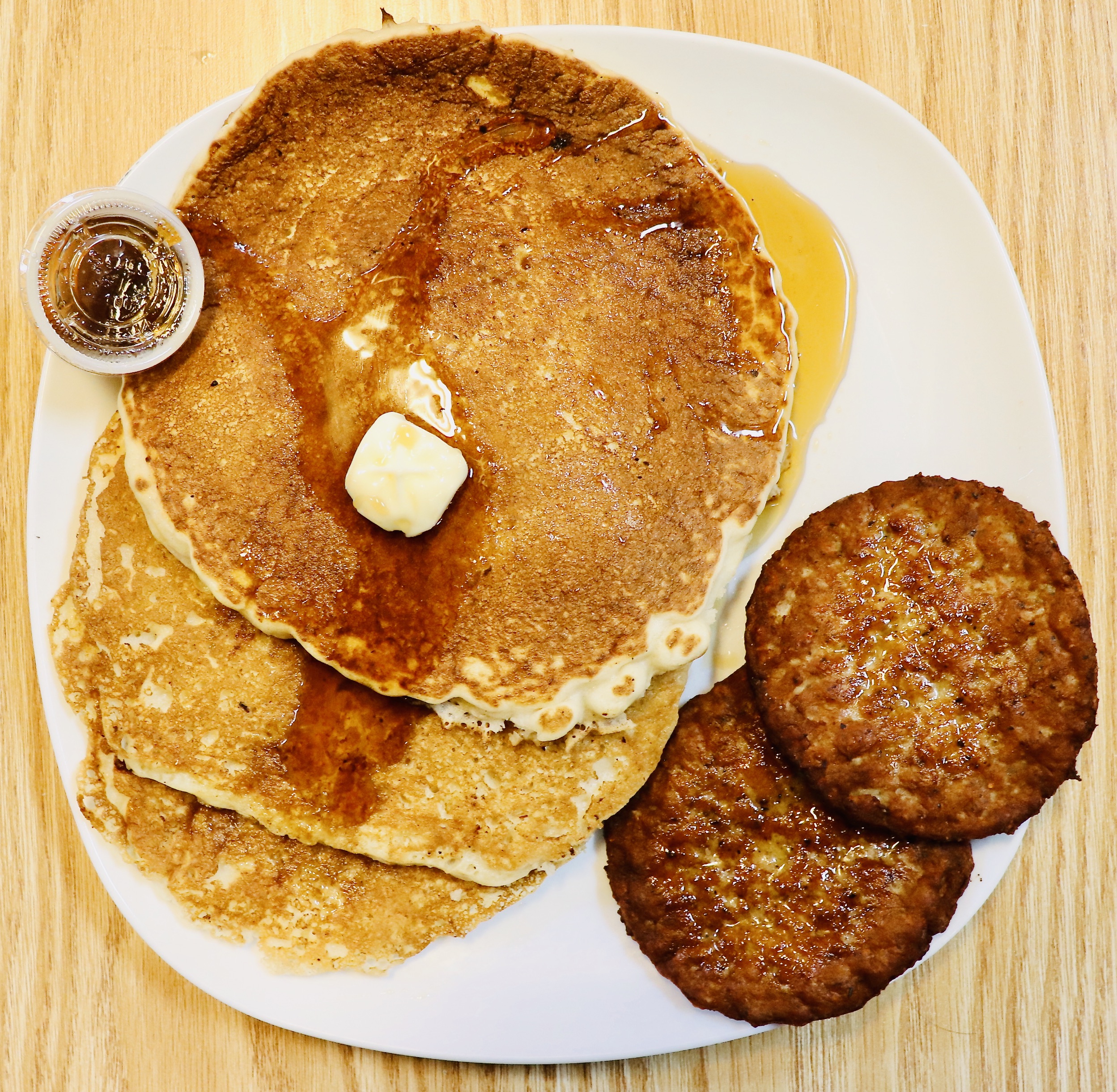 Order Pancake with Patties food online from Charlie Cafe store, Norfolk on bringmethat.com