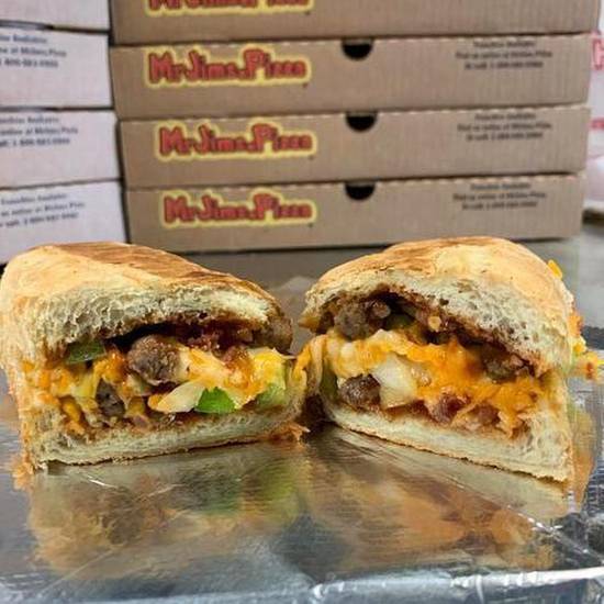 Order BBQ Cheddar Burger Sub (Regular) food online from Mrjims.Pizza store, Brookland on bringmethat.com
