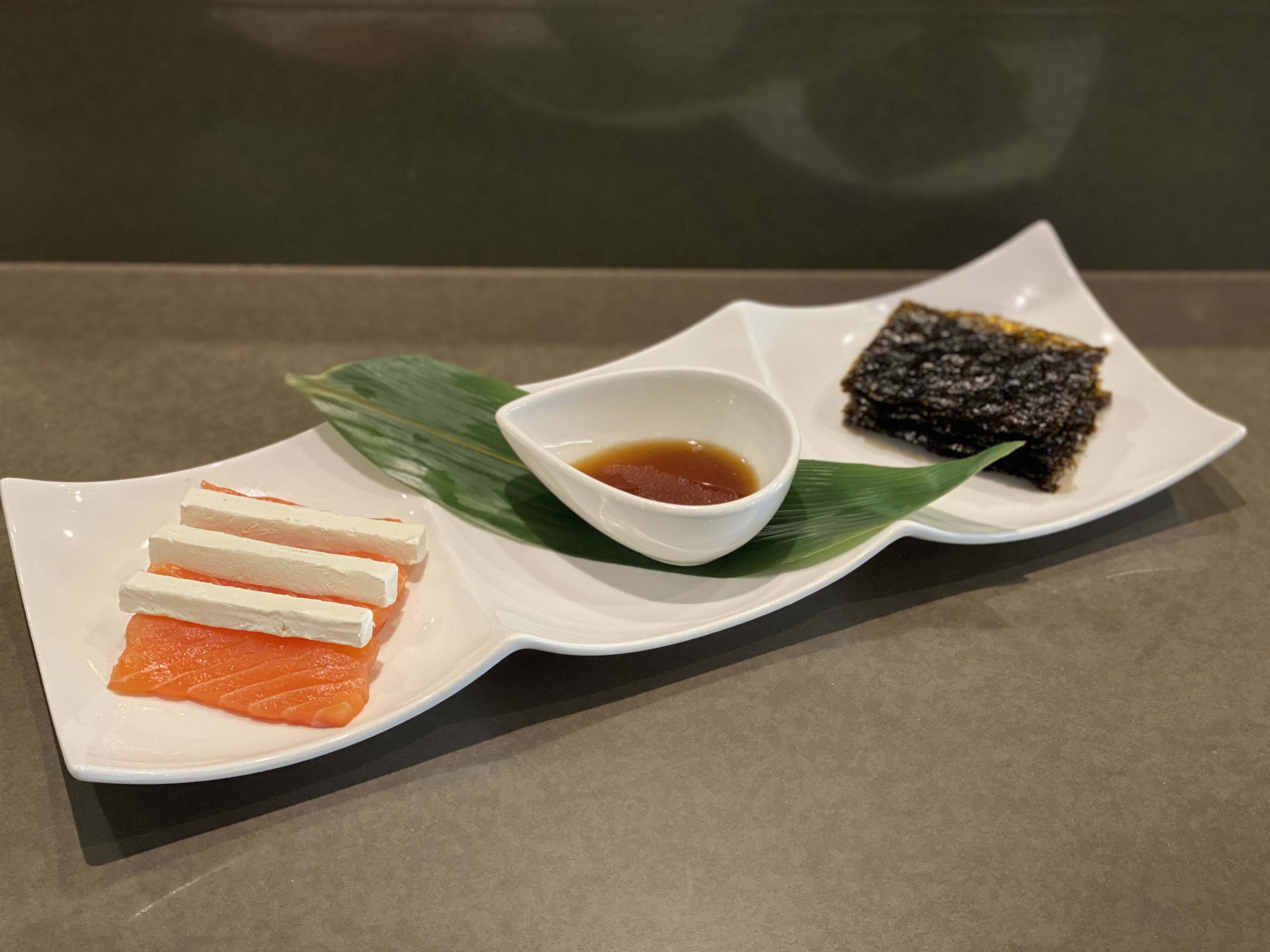 Order Salmon and Cream Cheese with Salted Seaweed food online from Kanpai Japanese Sushi Bar &amp; Gril store, Santa Monica on bringmethat.com
