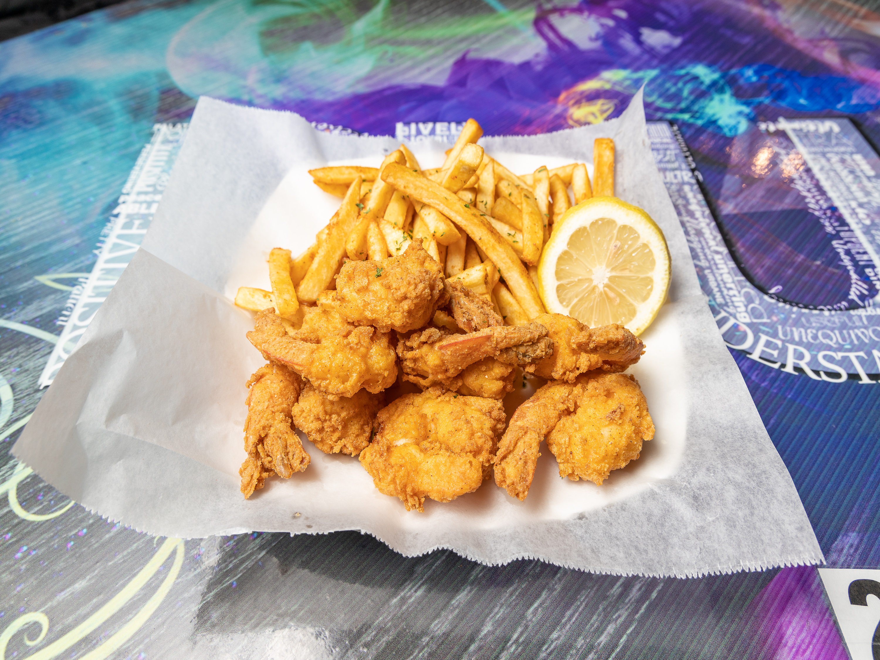 Order Shrimp & Fries Combo Platter food online from Plush Bar And Grill store, Houston on bringmethat.com