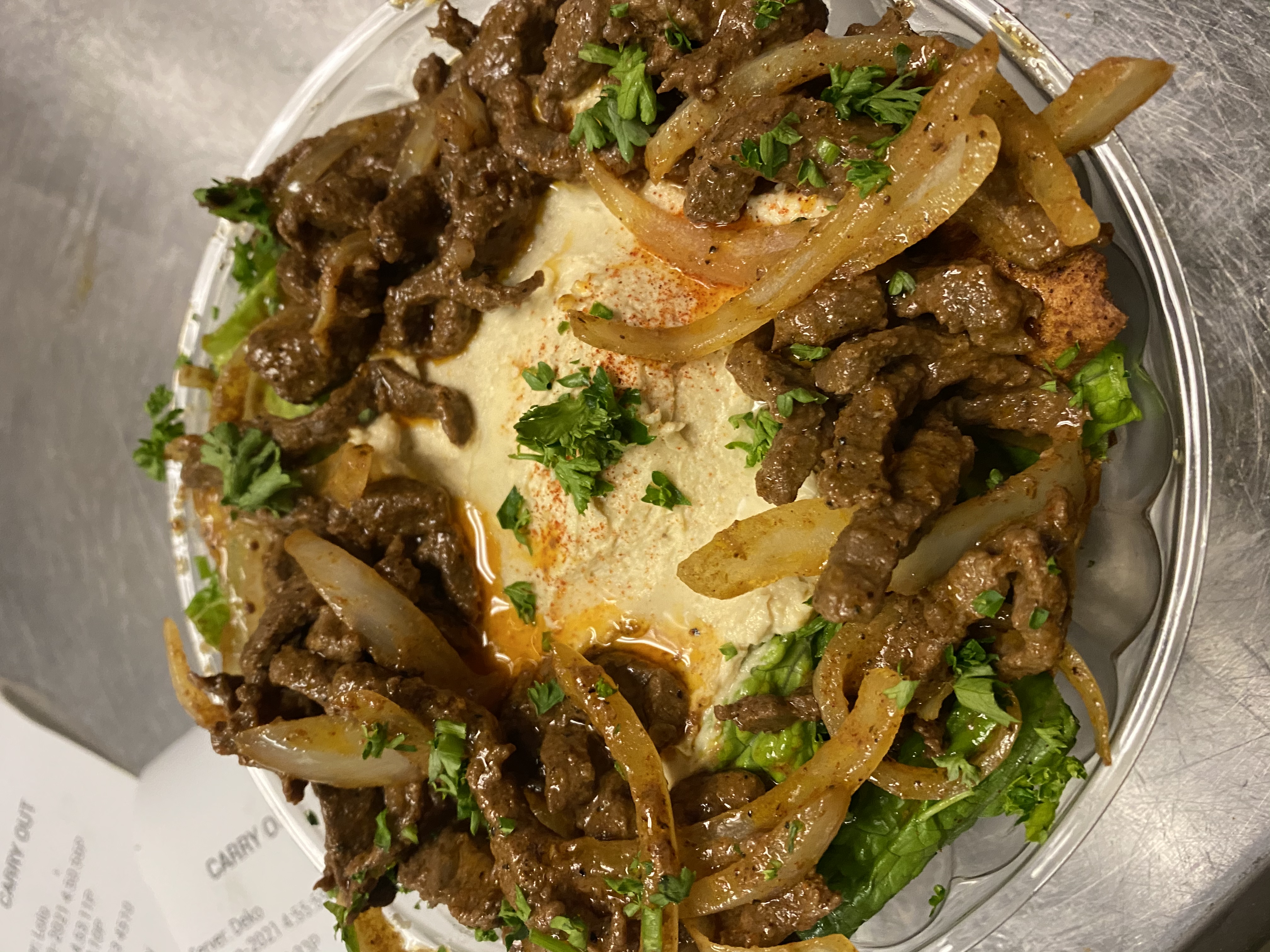 Order Hummus and Beef Shawarma Bowl food online from Lolo Potluck store, Troy on bringmethat.com