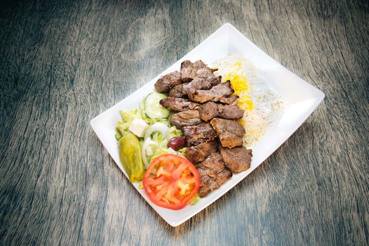 Order Double Chenjeh (Chunks of Beef) Kabob food online from Moby Dick House of Kabob store, Fairfax on bringmethat.com