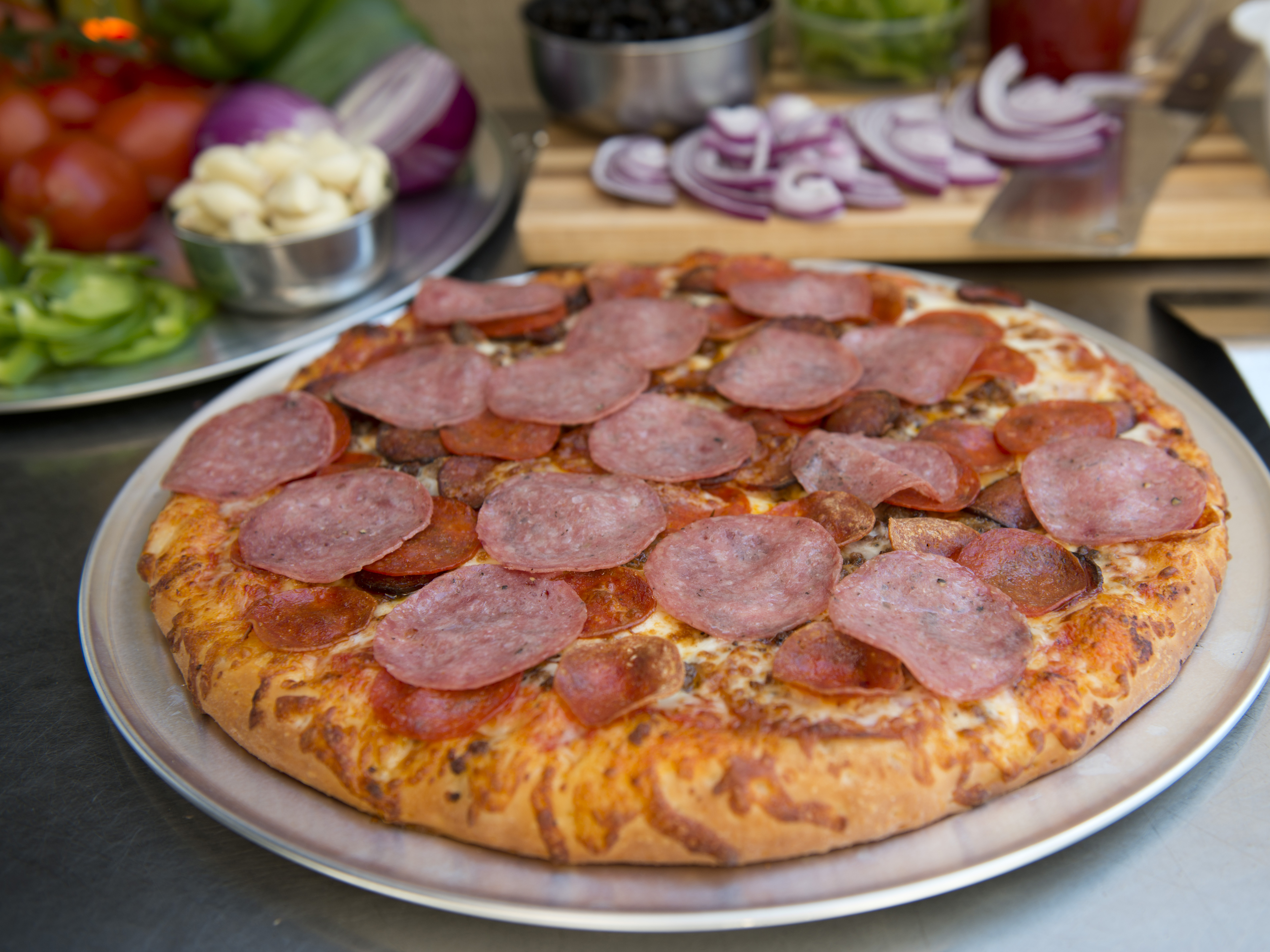 Order 6. All Meat Pizza food online from Pizza City store, Oakland on bringmethat.com