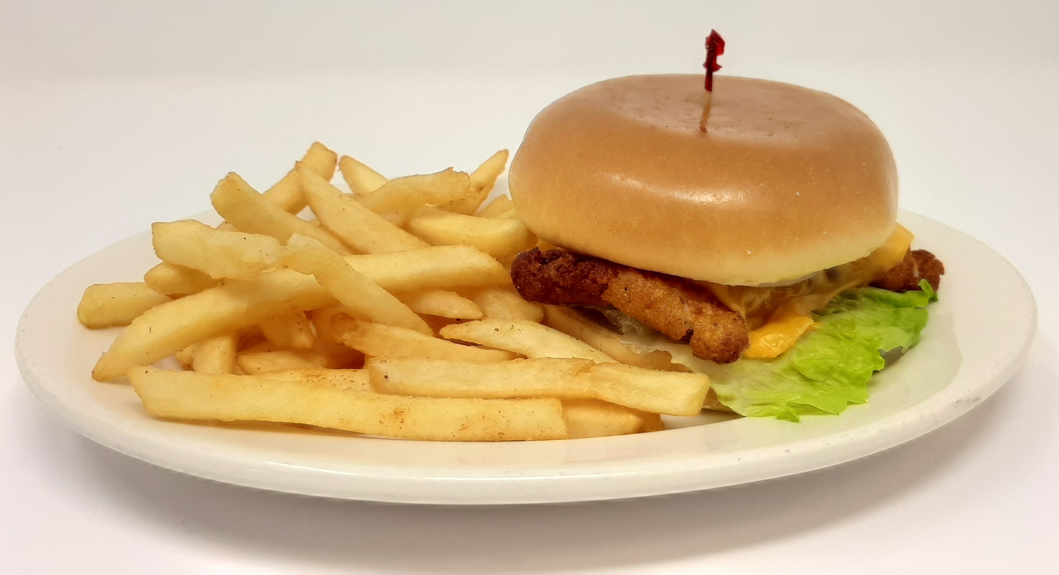 Order Fish Burger and Fries food online from Aladdin Food Express store, Fort Wayne on bringmethat.com