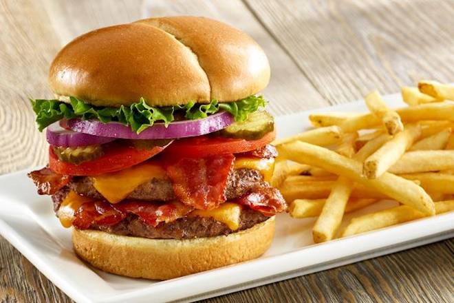 Order Smokehouse Bacon Double Cheeseburger food online from Perkins Restaurant & Bakery store, Selinsgrove on bringmethat.com
