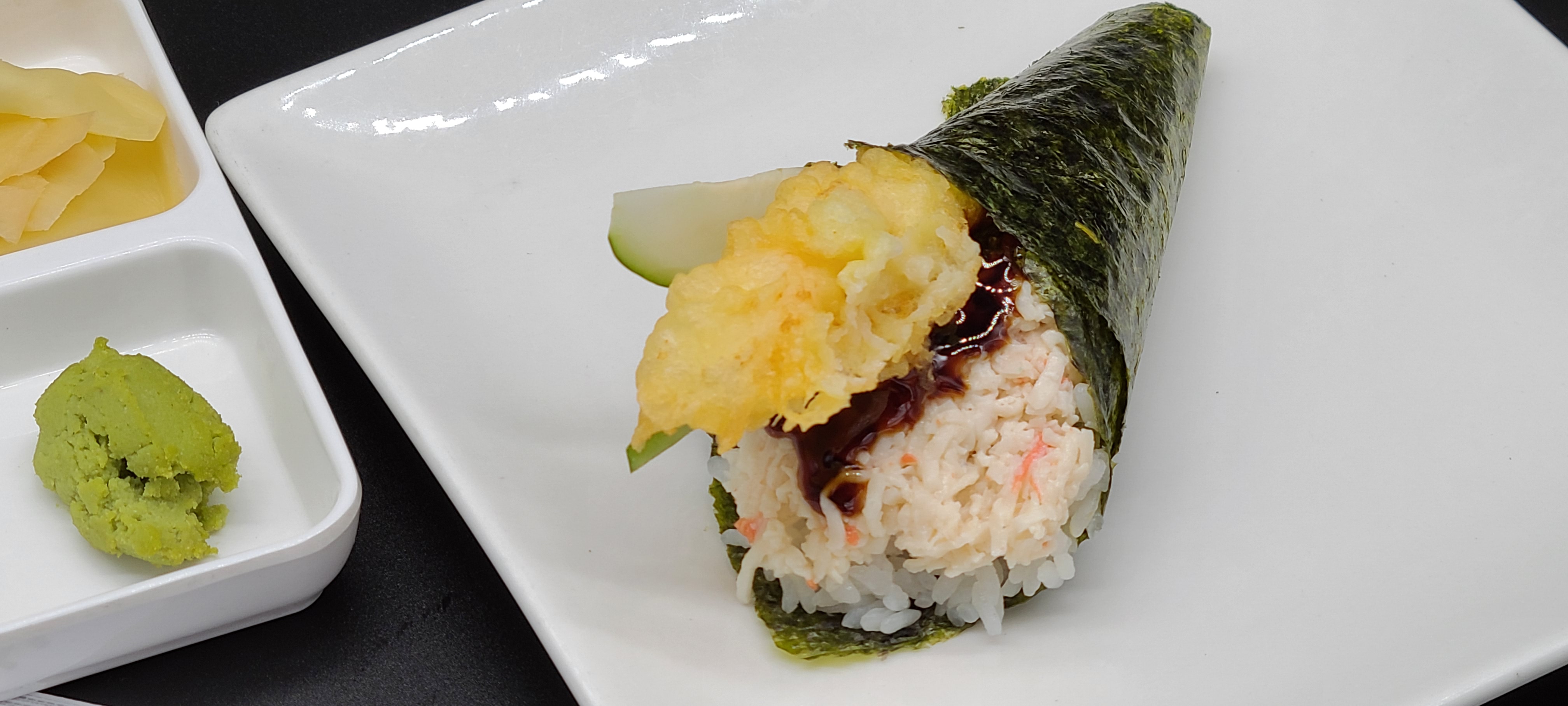 Order H5. Shrimp Tempura Hand Roll food online from Hello Sushi store, Fullerton on bringmethat.com