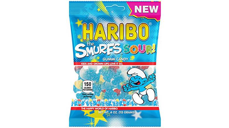 Order New Haribo The Smurfs Sour Gummi Candy food online from Exxon Constant Friendship store, Abingdon on bringmethat.com