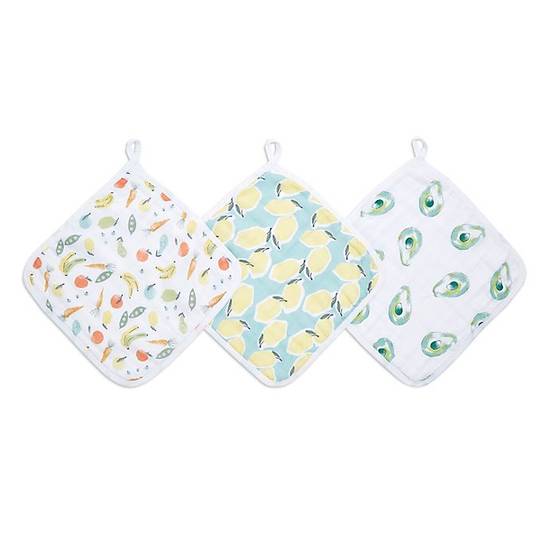 Order aden + anais™ essentials Farm to Table 3-Pack Muslin Washcloths in Grey food online from Buybuy Baby store, Snellville on bringmethat.com