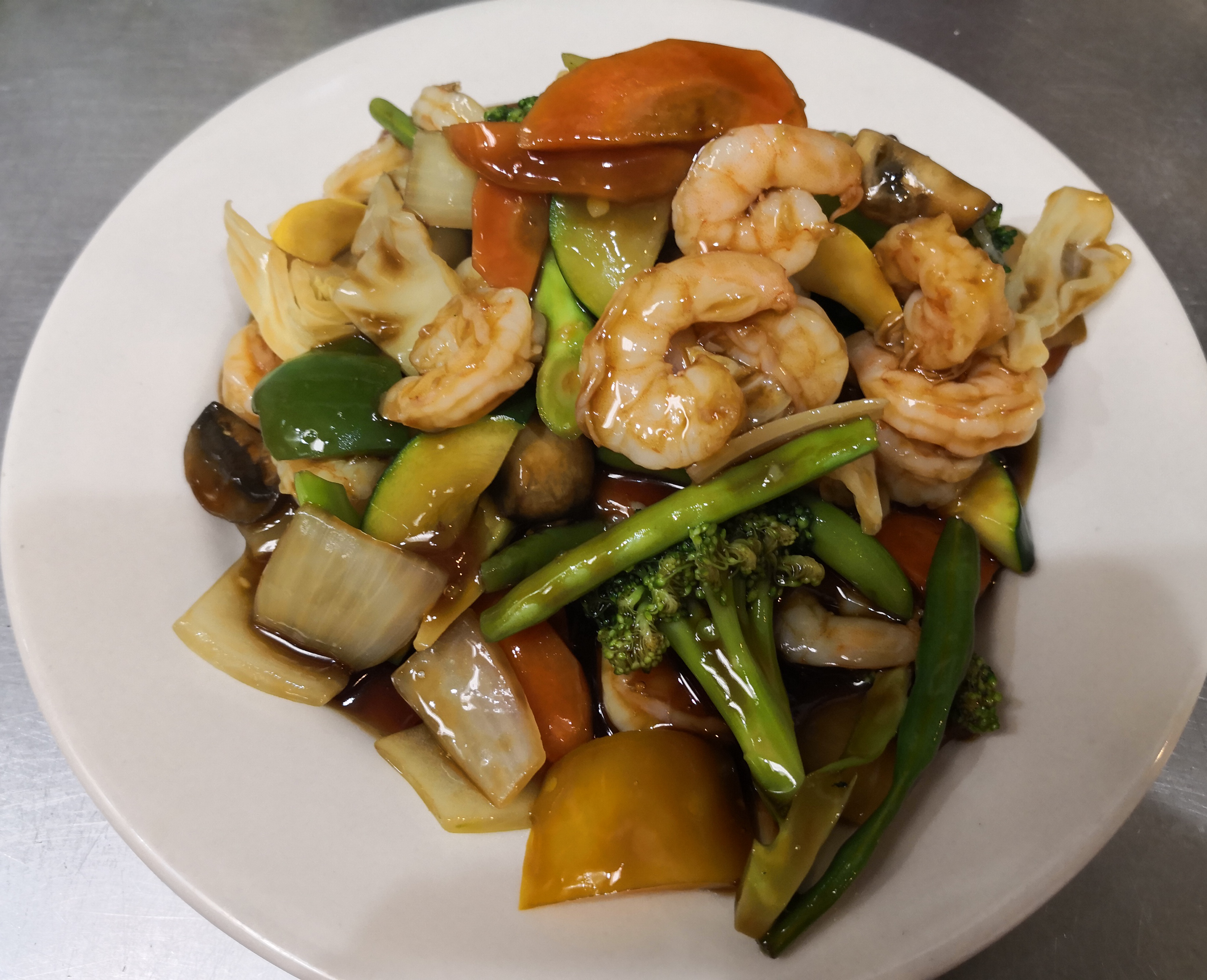Order 74. Quart of Shrimp with Mixed Vegetables food online from Dragon Chinese Cuisine  store, Houston on bringmethat.com