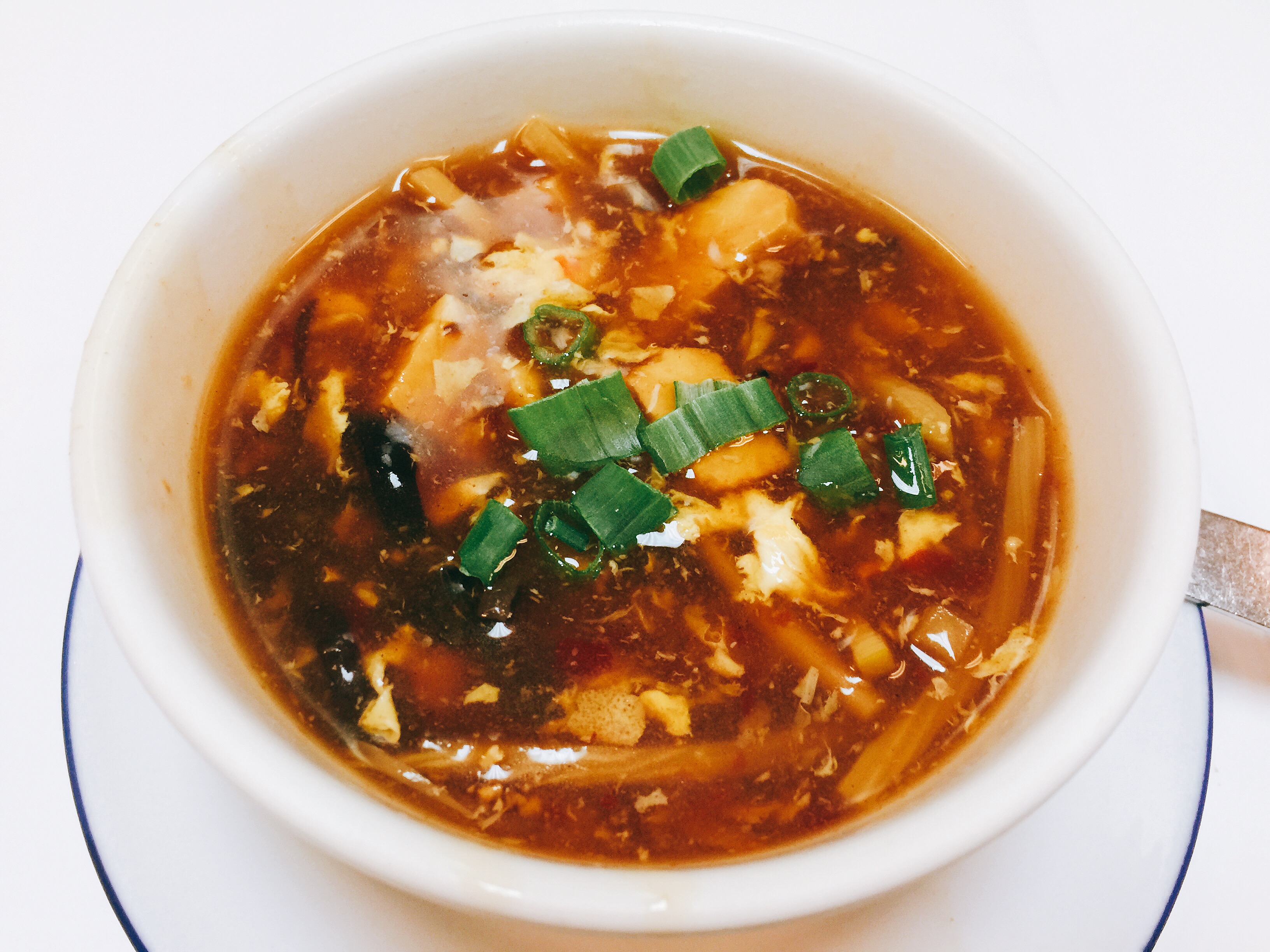 Order 133. Hot and Sour Soup 酸辣汤 food online from Noodles Delight store, Roselle on bringmethat.com