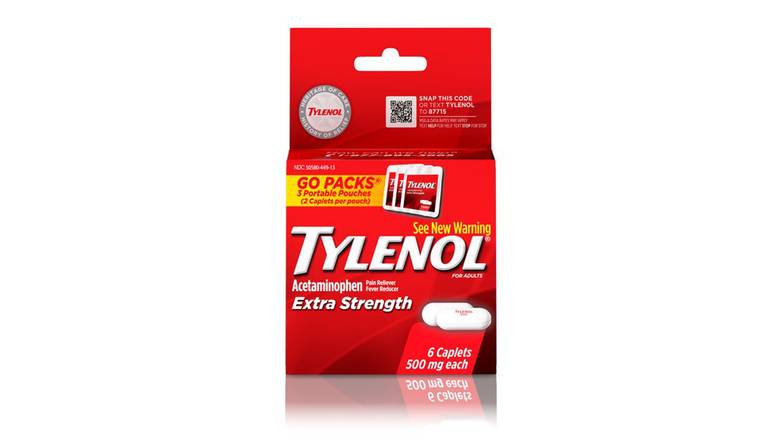 Order Tylenol Extra Strength Caplets 6 Count food online from Trumbull Mobil store, Trumbull on bringmethat.com
