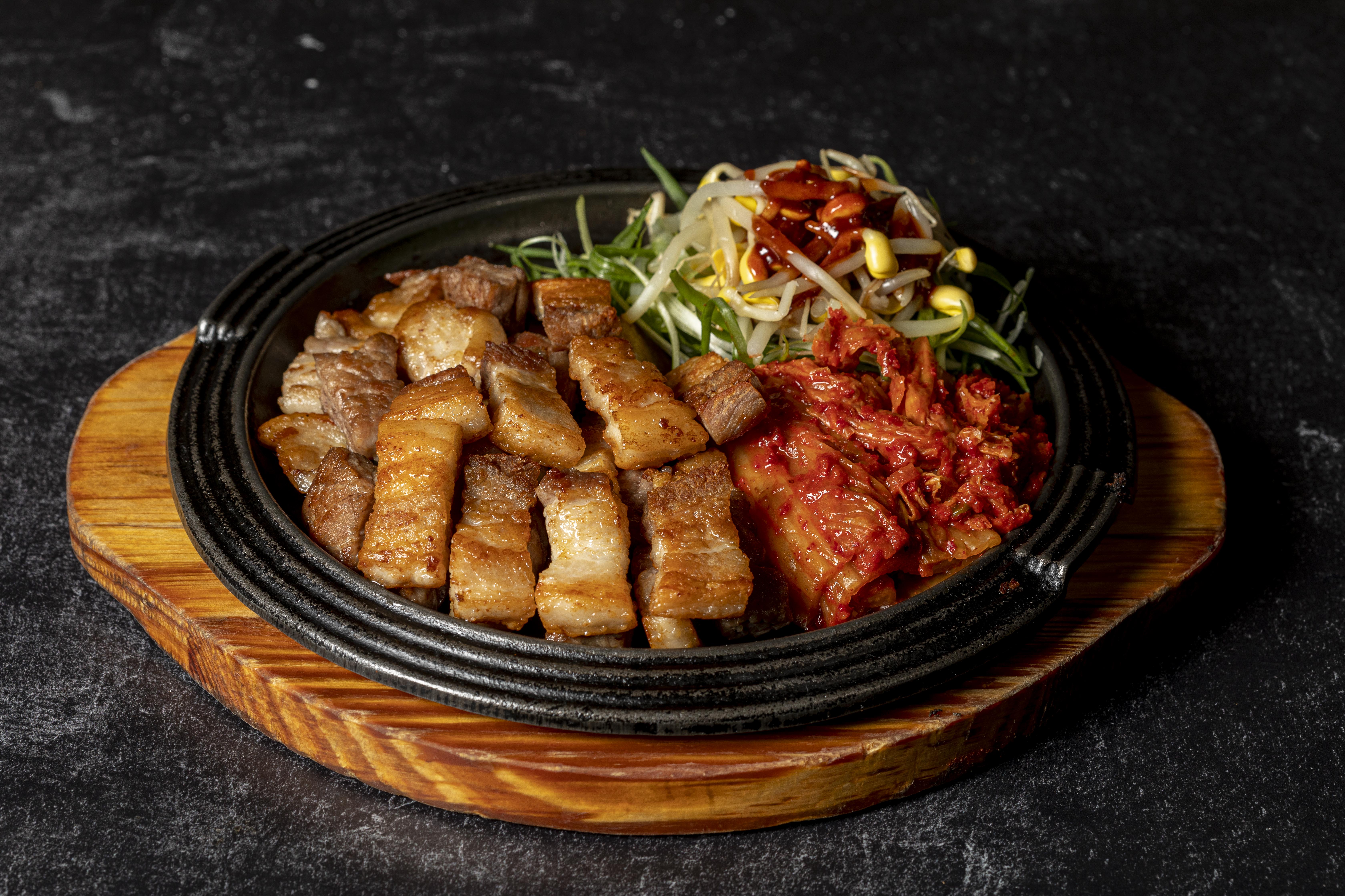 Order Grilled Pork Belly 삼겹살과 볶음김치 food online from Mui store, New York on bringmethat.com