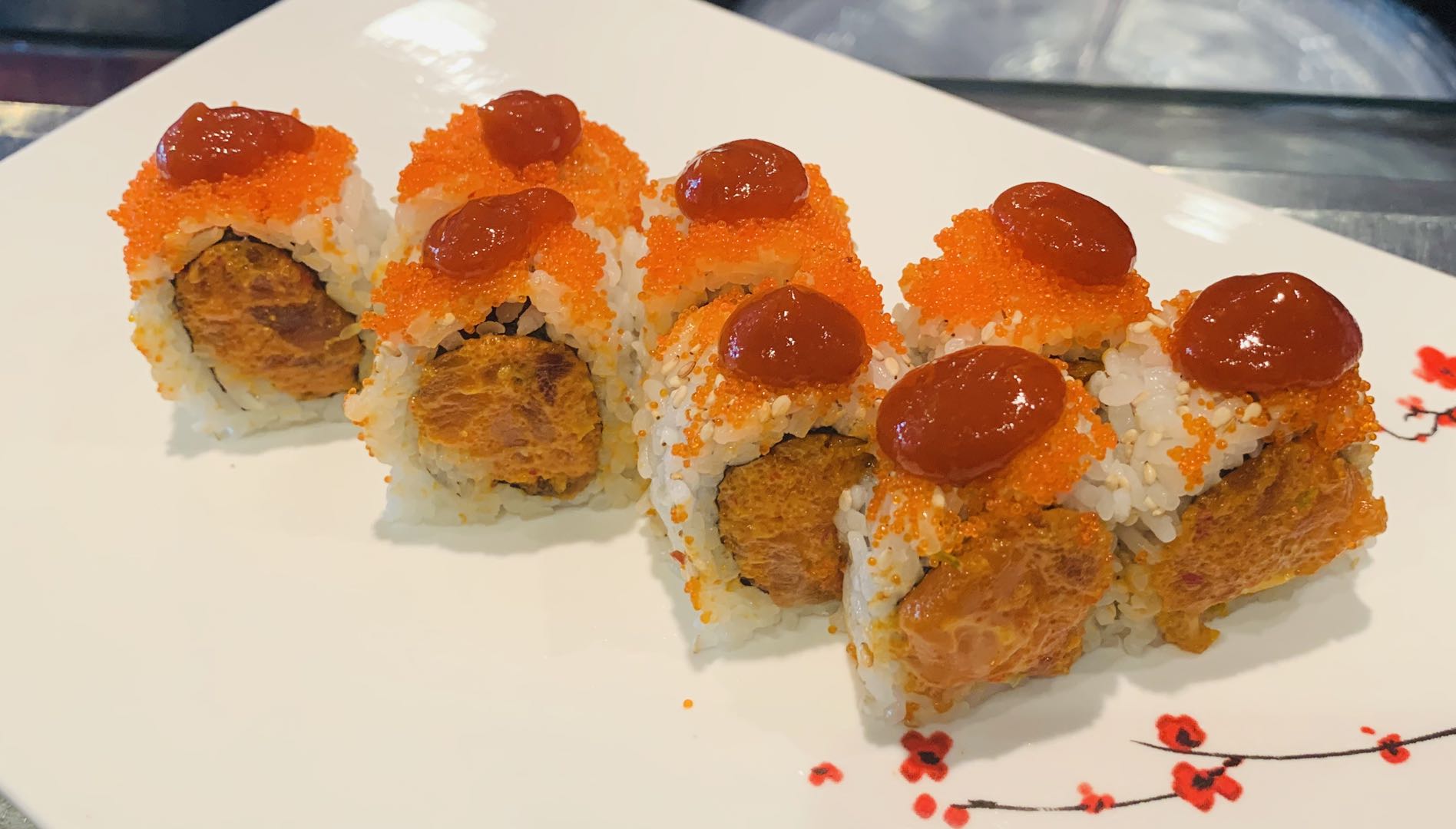 Order 9. Volcano Roll food online from Sushi Para M store, Chicago on bringmethat.com