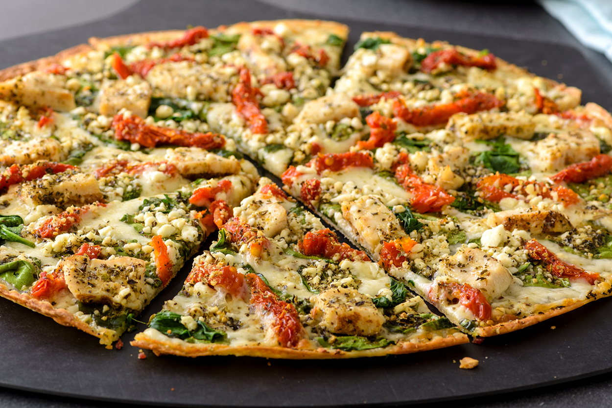Order Herb Chicken Mediterranean Pizza (Baking Required) food online from Papa Murphys Take N Bake Pizza store, Rio Rancho on bringmethat.com