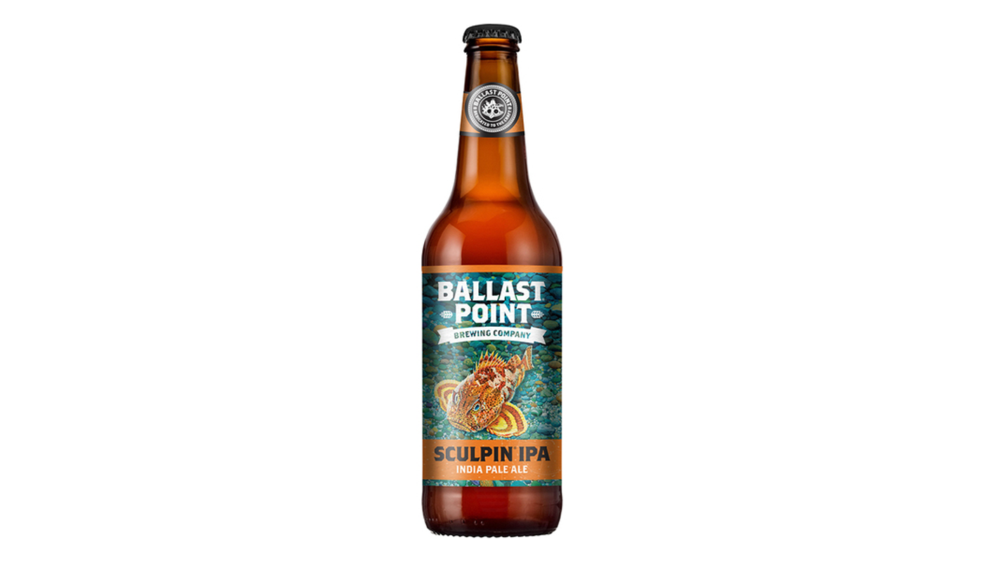 Order Ballast Point Sculpin IPA 6 Pack 12oz Cans 7.0% ABV food online from Ocean Liquor store, South Pasadena on bringmethat.com