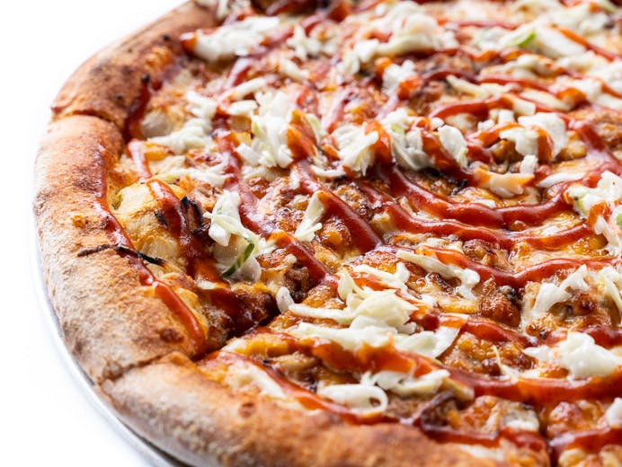 Order Carolina BBQ Pizza - Personal 10'' food online from Chicho's Pizza store, Chesapeake on bringmethat.com