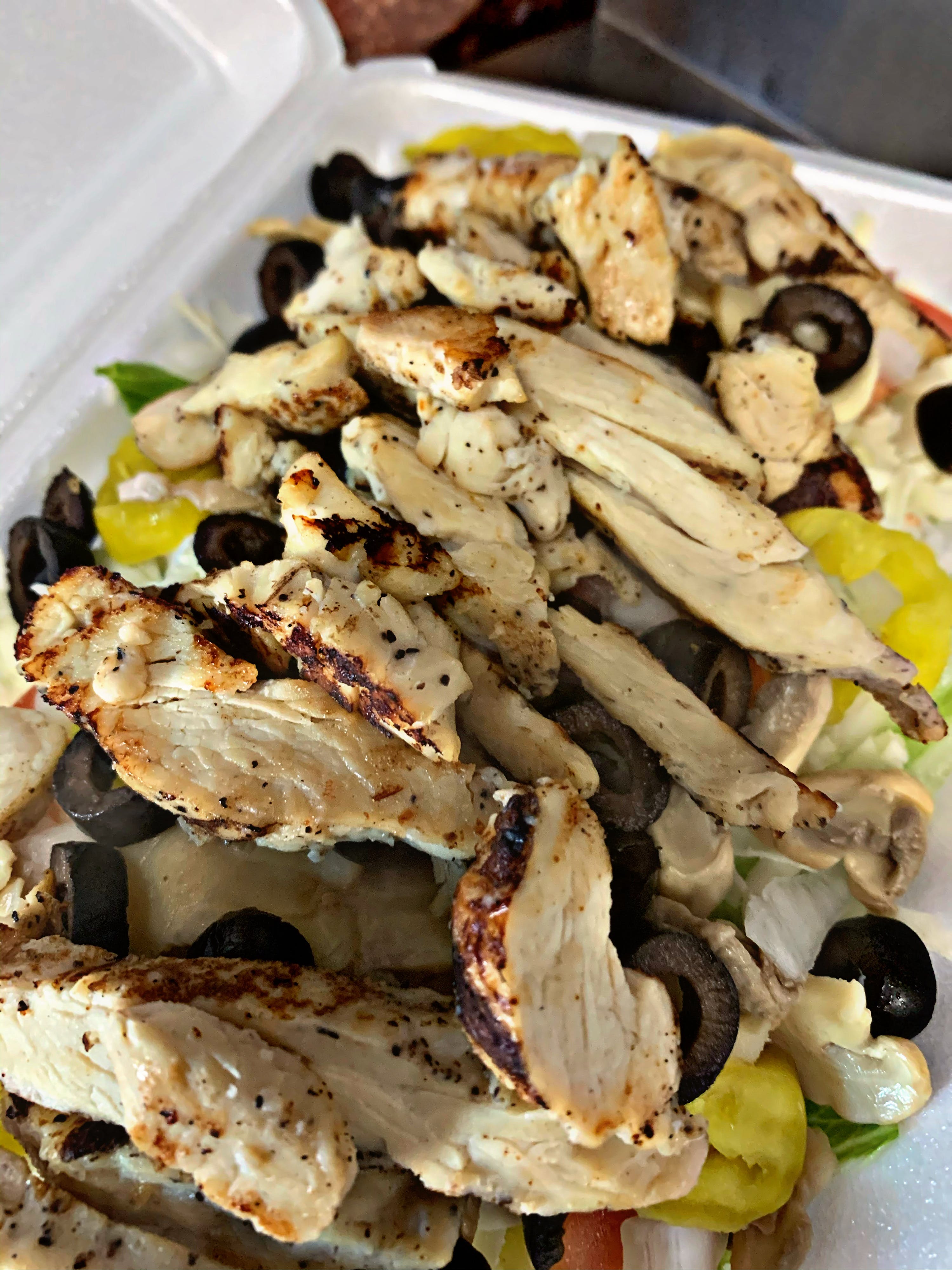Order Grilled Chicken Salad - Salad food online from Wally Pizza & Subs store, Caldwell on bringmethat.com