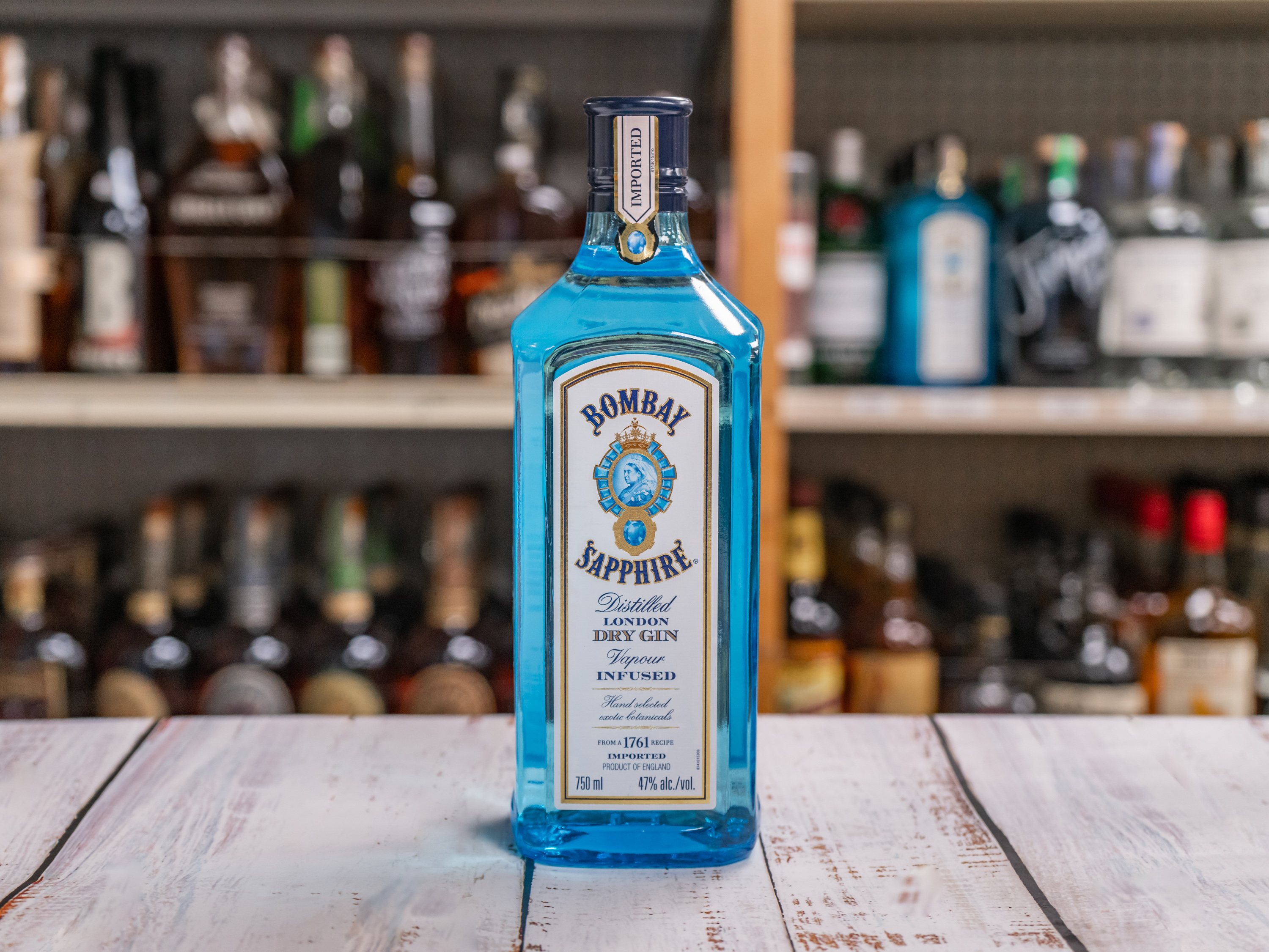 Order Bombay Sapphire, 750 ml. Gin (47.0% ABV) food online from Kwik & Convenient store, San Francisco on bringmethat.com