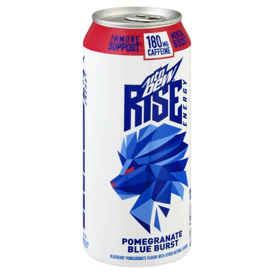 Order Mountain Dew Rise Energy Energy Drink Pomegranate Blue Burst (16 oz) food online from Rite Aid store, Toledo on bringmethat.com