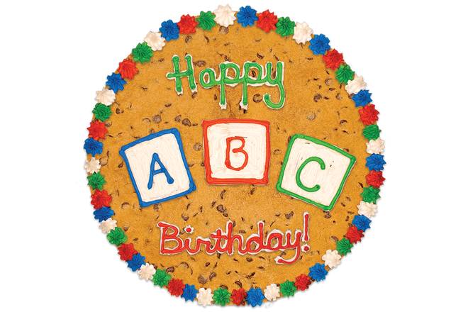 Order #400: Birthday ABC Blocks food online from Nestle Toll House Cafe store, Houston on bringmethat.com