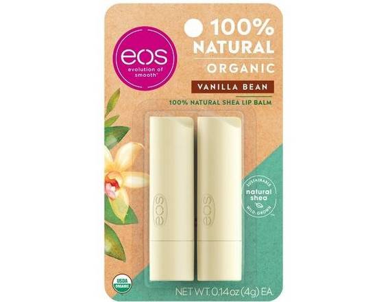 Order Eos Lip Balm Stick - Vanilla Bean - 100% Natural (Organic) - 2 Pack food online from East Cooper Family Pharmacy store, Mt Pleasant on bringmethat.com