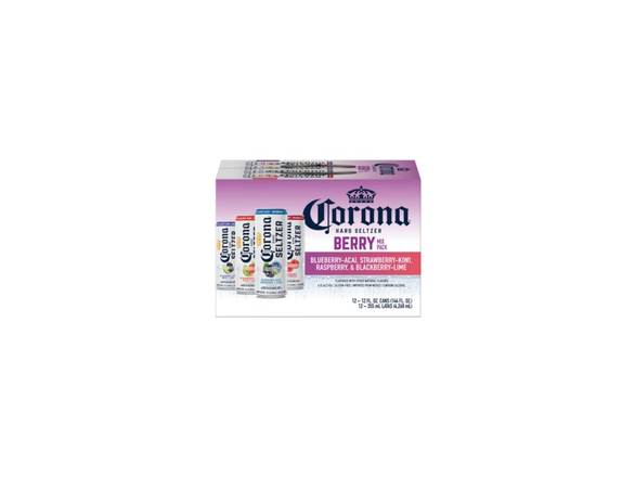 Order Corona Hard Seltzer Berry Mix Variety Pack Gluten Free Spiked Sparkling Water - 12x 12oz Cans food online from Shar Armanetti Fine Wine & Spirits store, Carpentersville on bringmethat.com