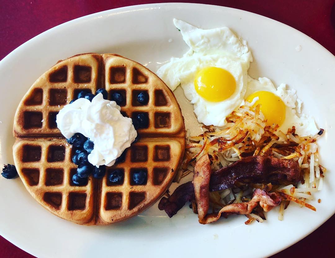 Order Waffle Plate food online from The Hut Diner store, San Antonio on bringmethat.com