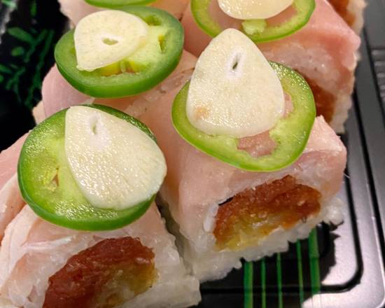 Order Albacore Jalapeno Roll food online from Kampai Sushi store, Los Alamitos on bringmethat.com