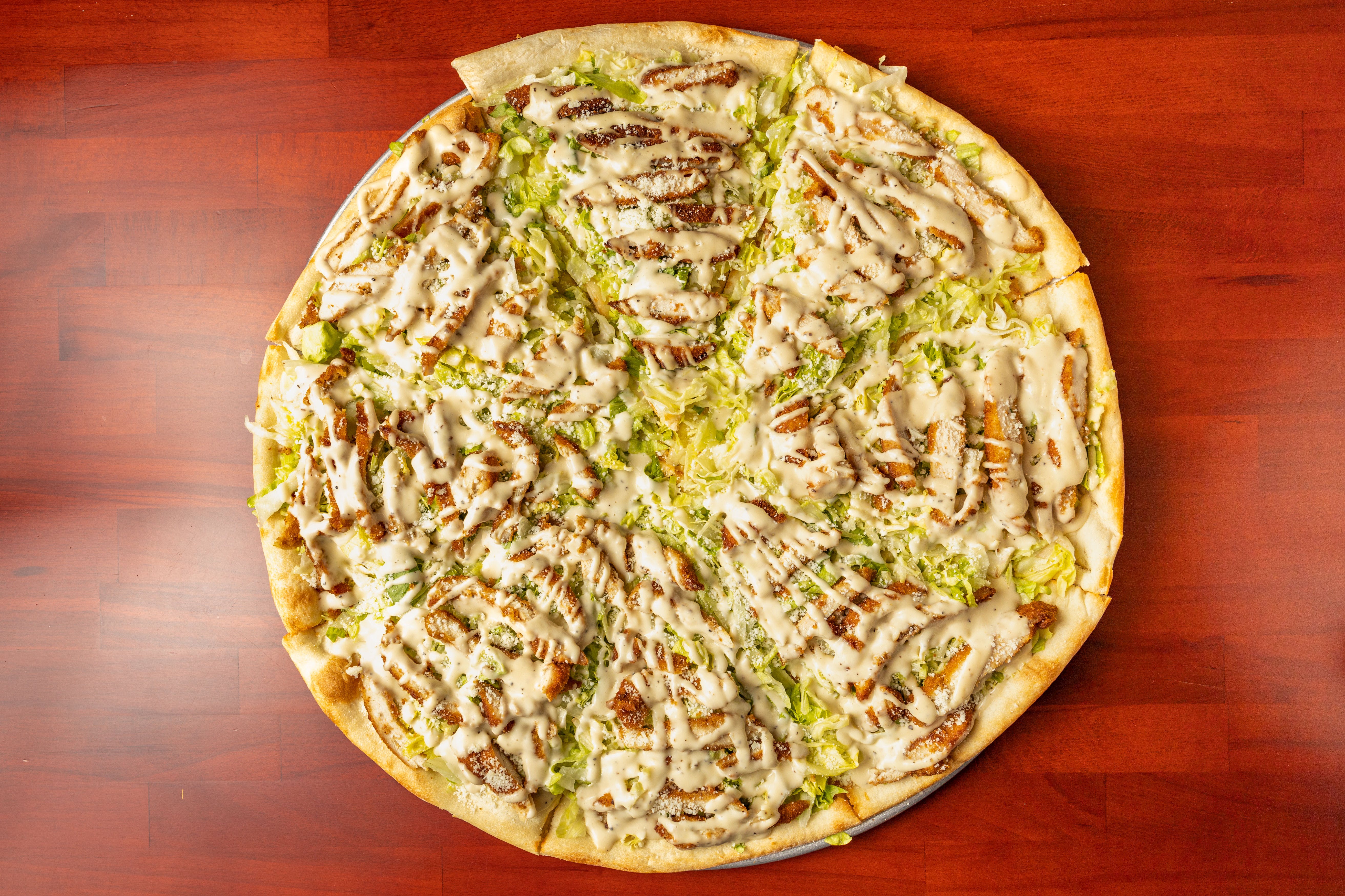 Order Chicken Caesar Pie - Pizza food online from Villa Formia store, Oceanside on bringmethat.com