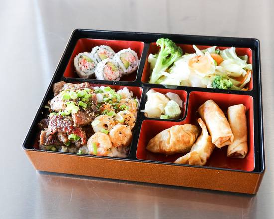 Order Beef and Shrimp Bento food online from Quickway Japanese Hibachi store, Fredericksburg on bringmethat.com